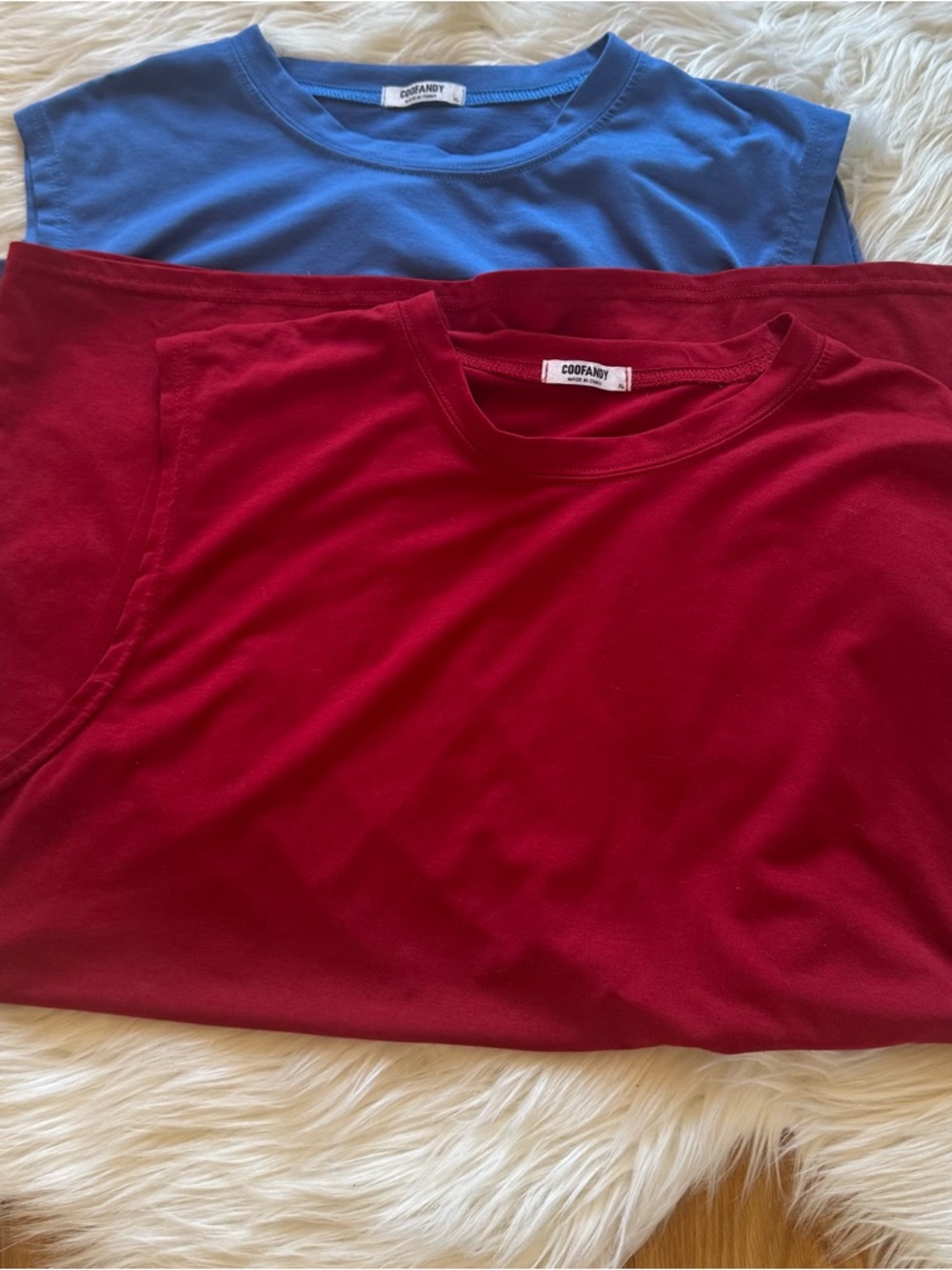 COOFANDY Men's Short Sleeve Tee - Red and Blue